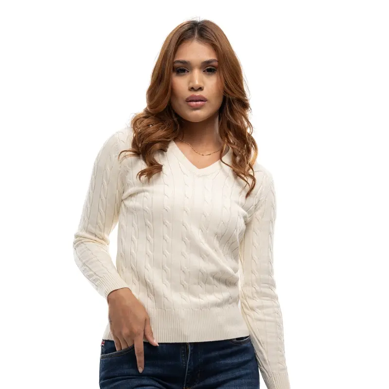 Buzo cuello v blanco