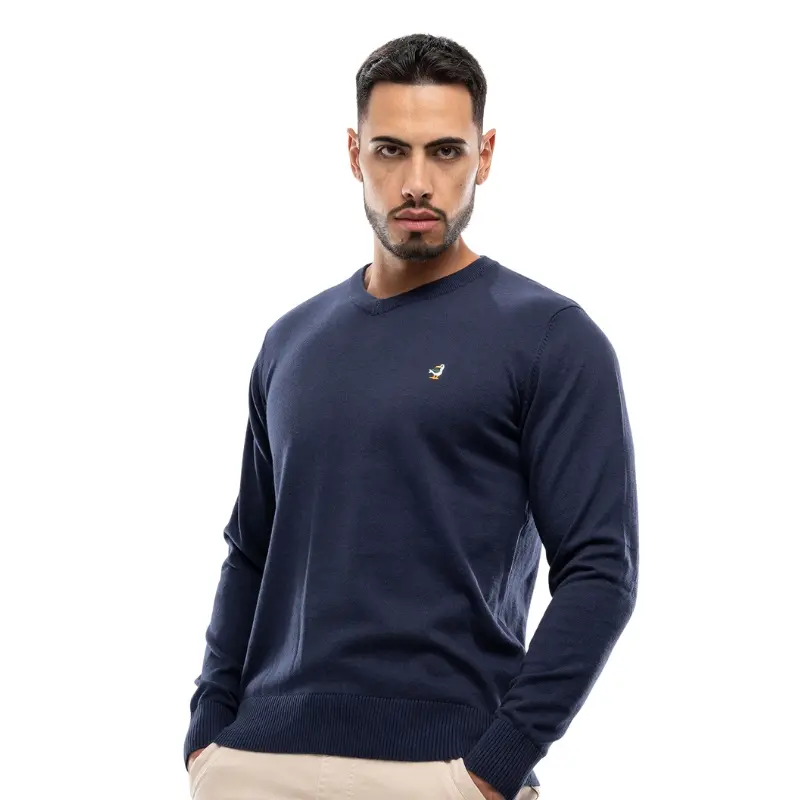 Buzo cuello v azul oscuro