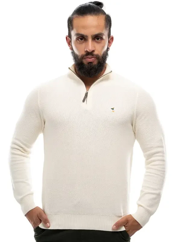 Buzo media cremallera blanco