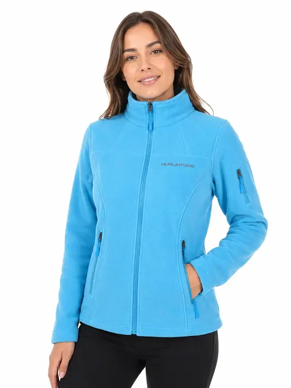 Chaqueta polar fleece azul claro mujer