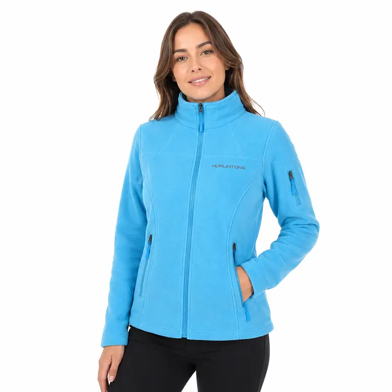 Chaqueta polar fleece azul claro mujer
