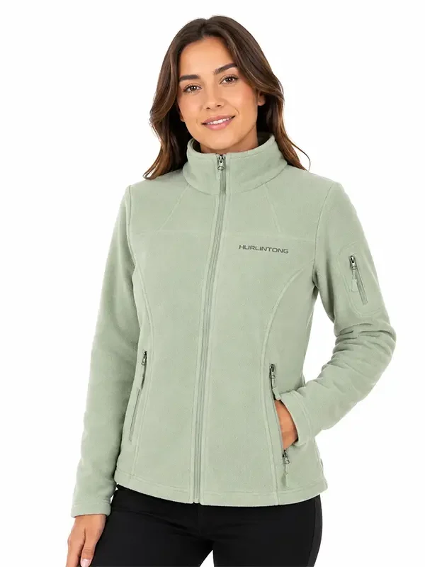 Chaqueta polar fleece verde pastel mujer