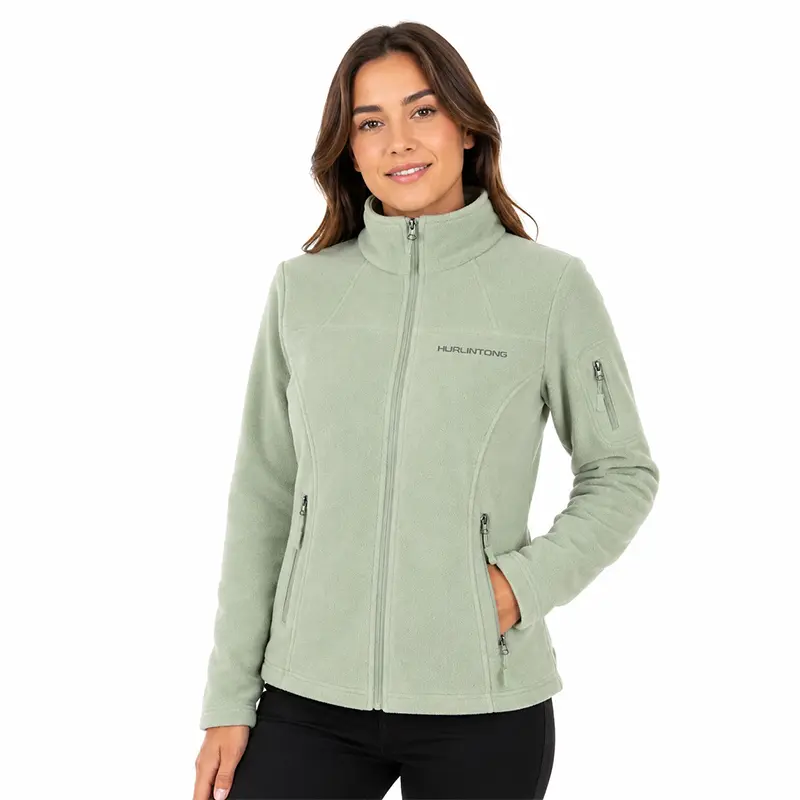 Chaqueta polar fleece verde pastel mujer