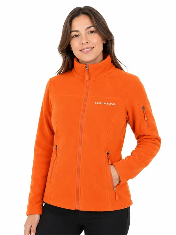 Chaqueta polar fleece naranja mujer