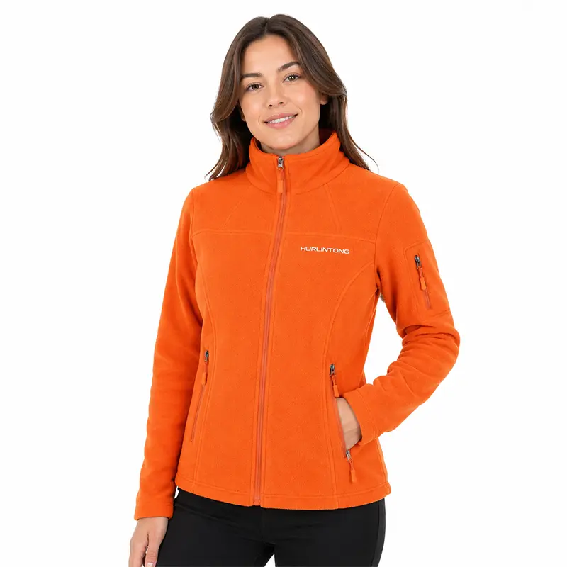 Chaqueta polar fleece naranja mujer