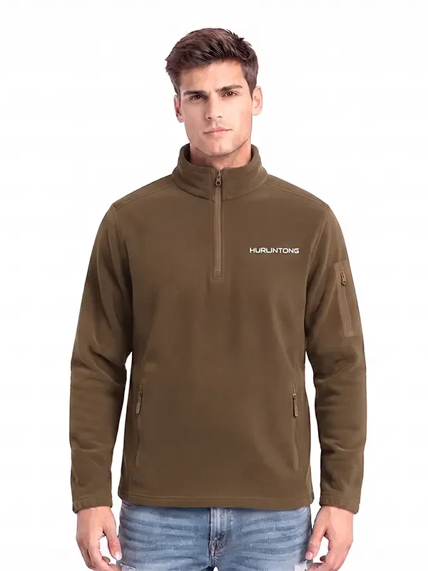 Chaqueta Polar Media Cremallera camel para hombre