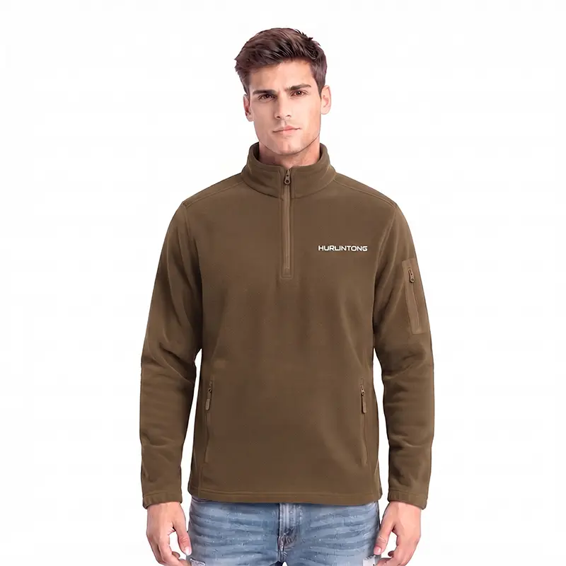 Chaqueta Polar Media Cremallera camel para hombre